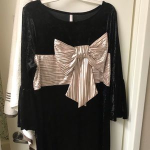 Black velvet bow tie dress